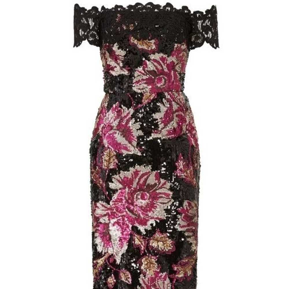 Womens Marchesa Sequins floral sheath Dress Size … - image 5