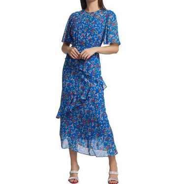 Saloni Vida Georgette Silk Midi Dress blue floral 
