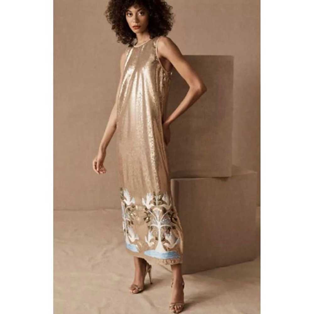 ANNA SUI gold sequin embroidered maxi dress - image 1