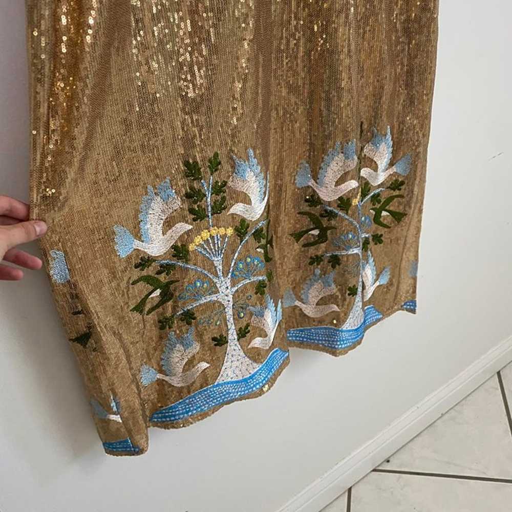 ANNA SUI gold sequin embroidered maxi dress - image 5