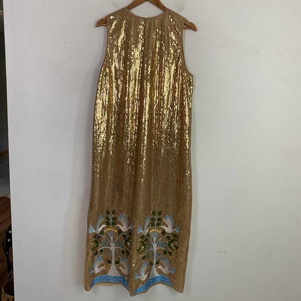 ANNA SUI gold sequin embroidered maxi dress - image 7