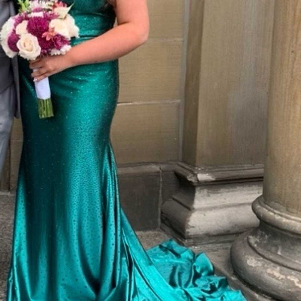 Jovani #08157 emerald green prom gown , green rhi… - image 2