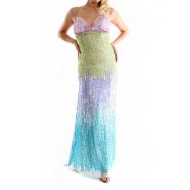 Sherri Hill Rainbow Sequined Prom Dress