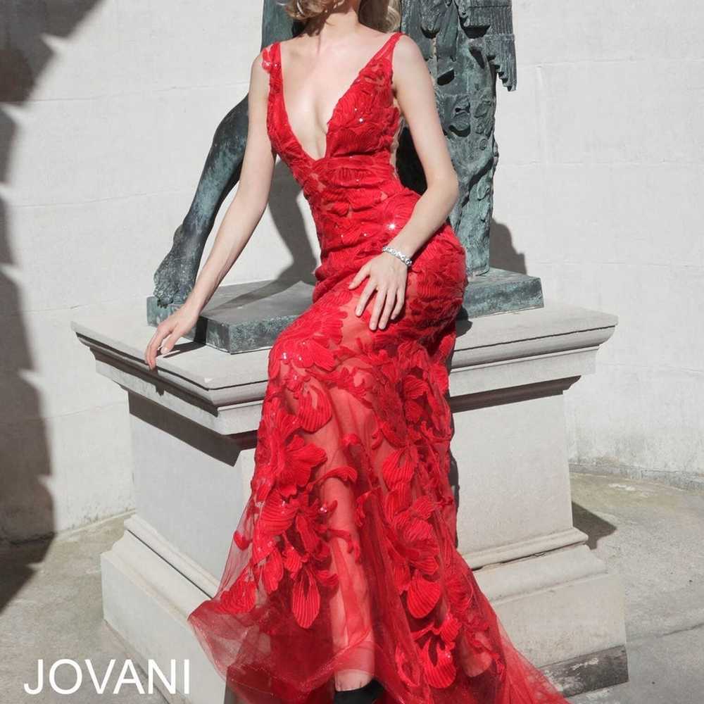 Jovani 60283 Sequined Deep V-Neck Trumpet Dress - image 3