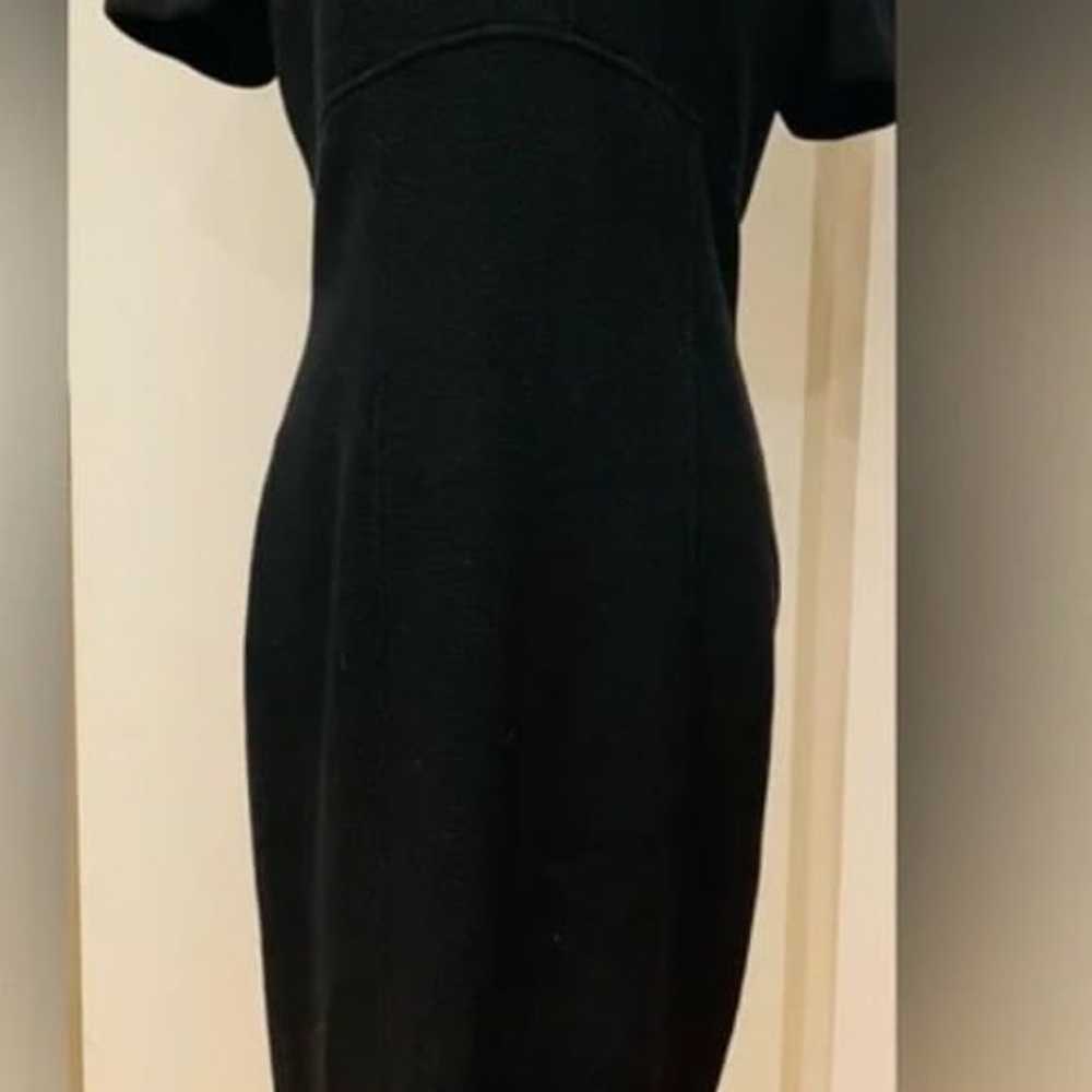 St John Square Neck Black Knit Business Dress - L… - image 2