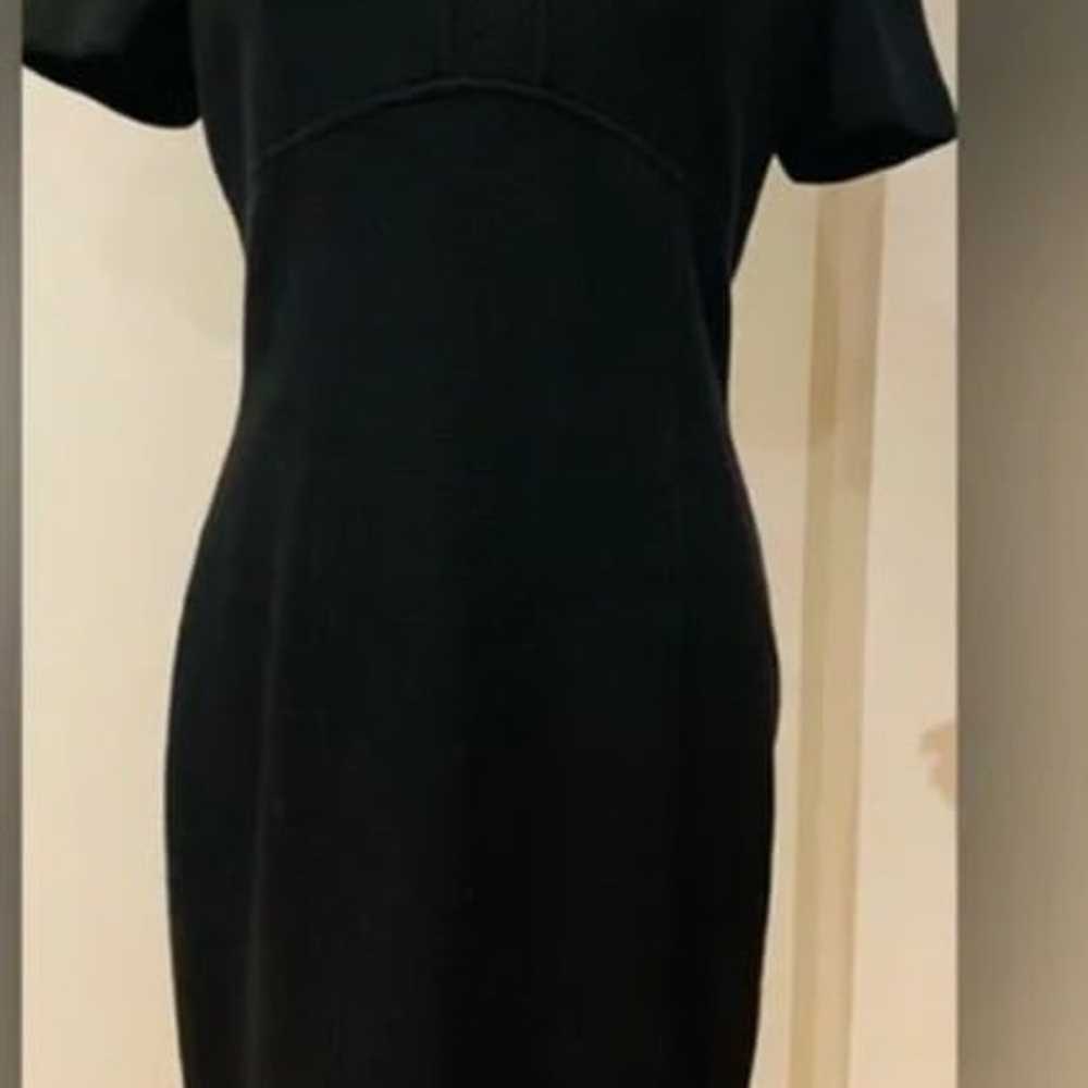 St John Square Neck Black Knit Business Dress - L… - image 3