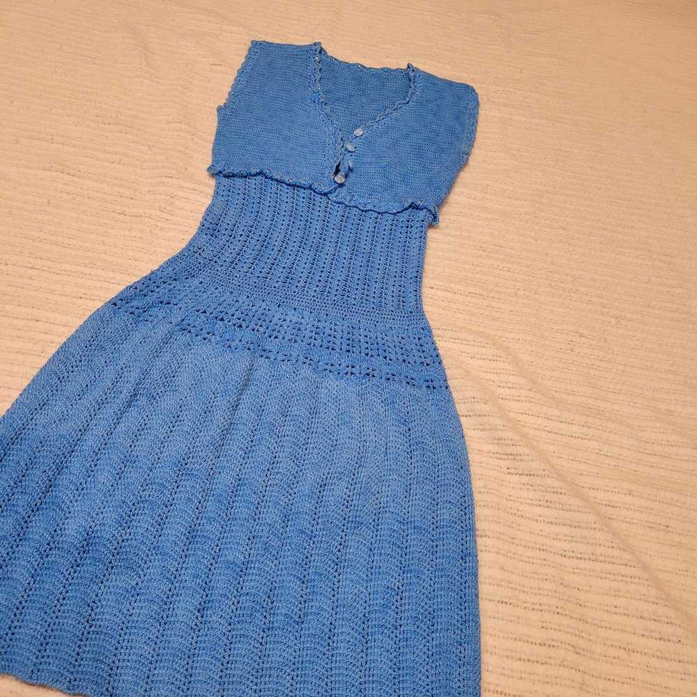 Handmade crochet knee length dress - image 4