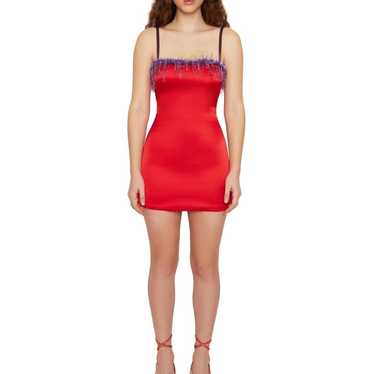 danielle guizio satin beaded mini dress