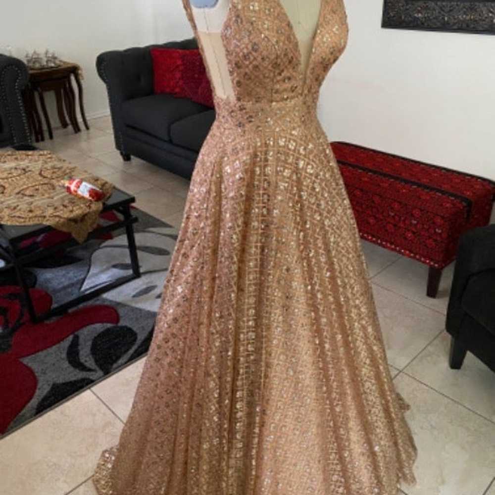 Rose gold sequined formal dress - image 1