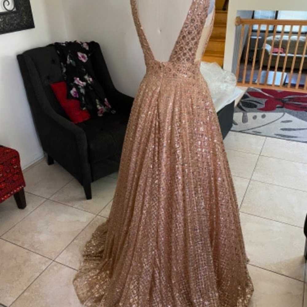 Rose gold sequined formal dress - image 3