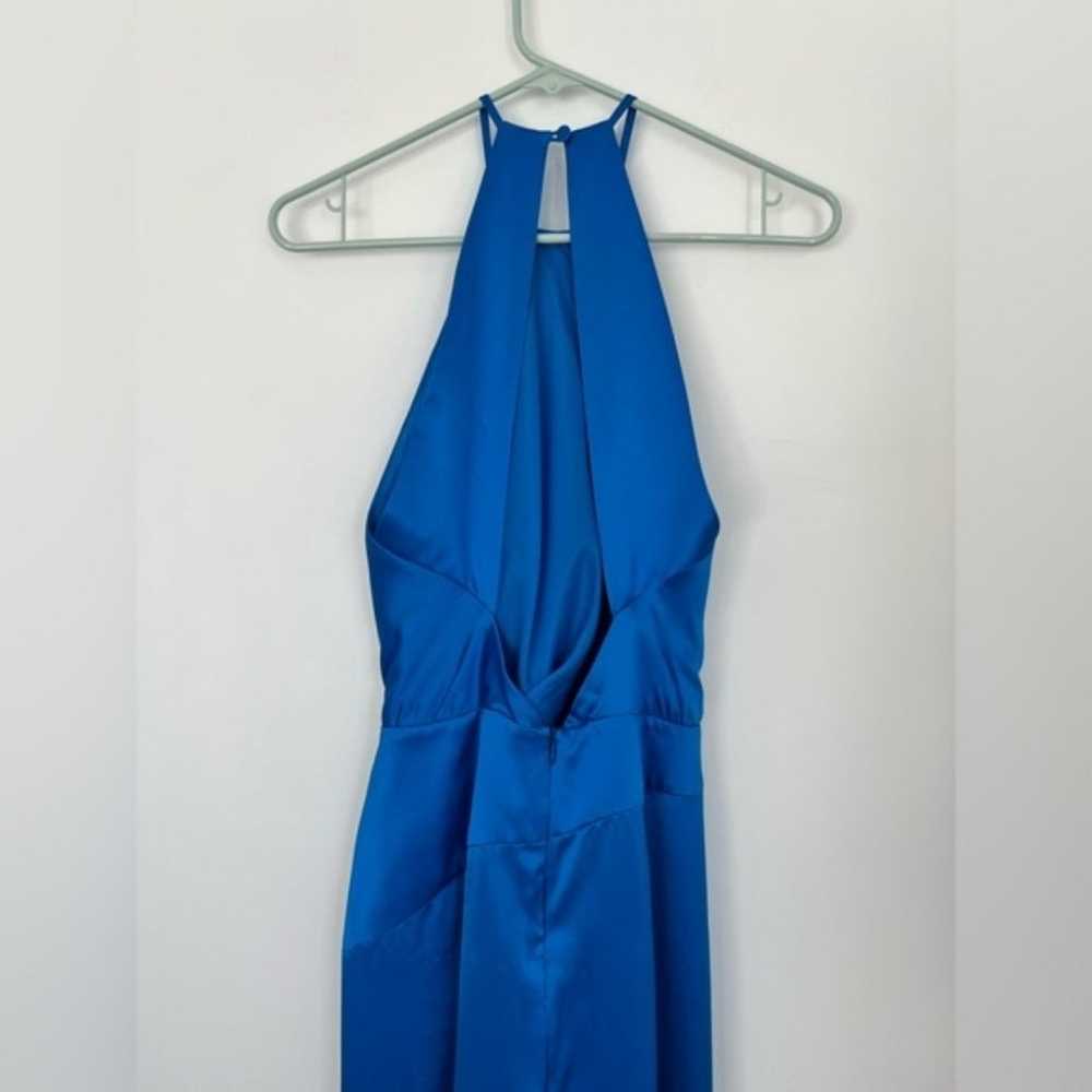 Michelle Mason 4 Blue Pleat Halter Midi Dress Sil… - image 8