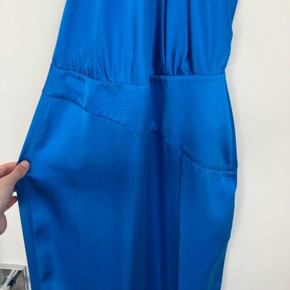 Michelle Mason 4 Blue Pleat Halter Midi Dress Sil… - image 9