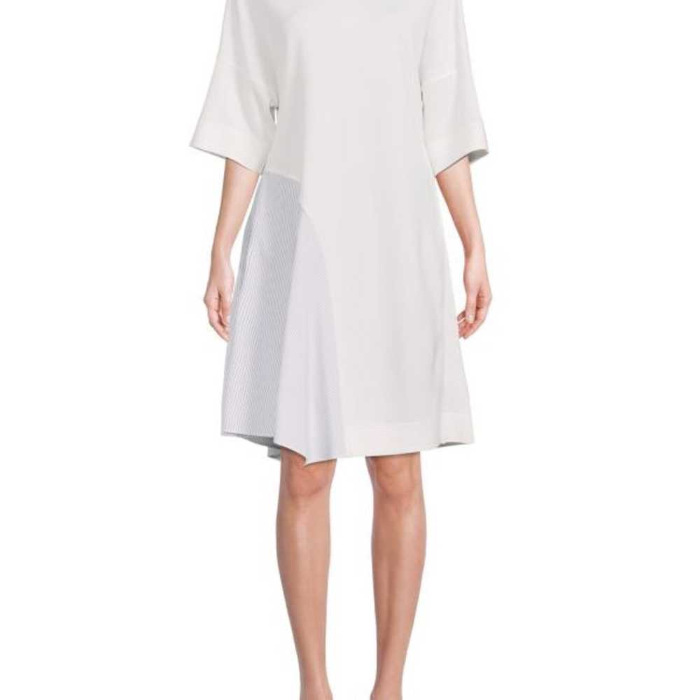 $895 AKRIS PUNTO Mixed Media Drop Shoulder Dress … - image 2