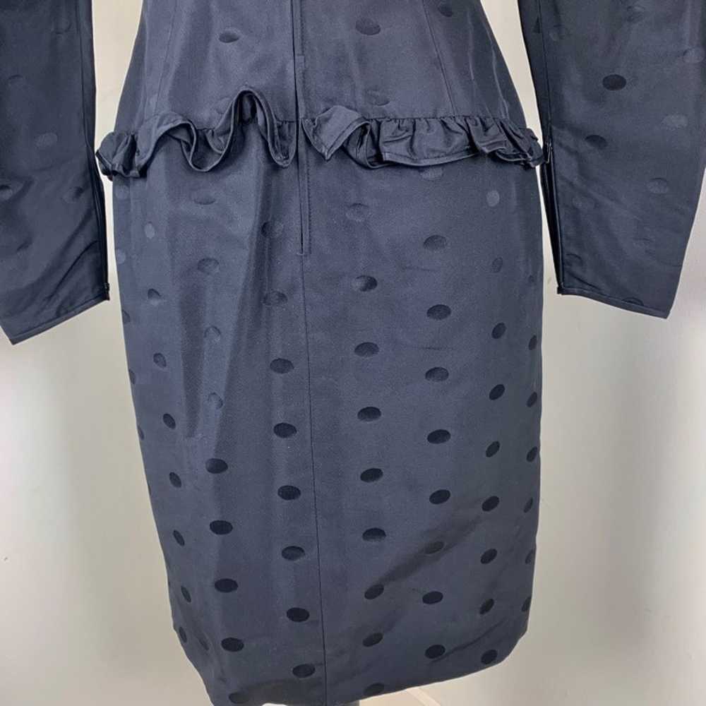 1980s Emanuel Ungaro Black Dress 10 Polka Dots Pa… - image 5
