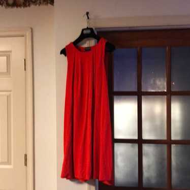 Giorgio Armani Red Evase Cape Dress