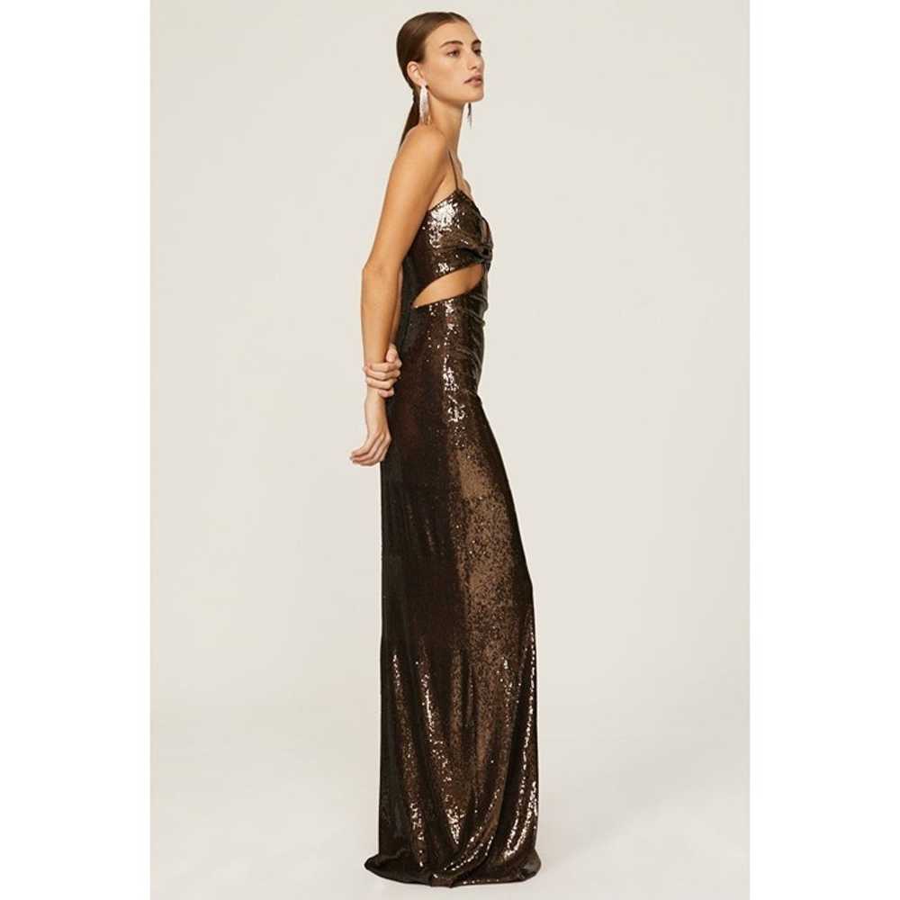 Halston Chloe Sequin Cut Out Evening Gown Brown W… - image 2