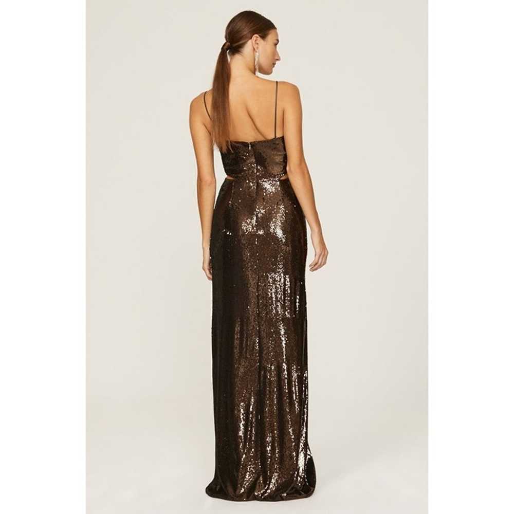 Halston Chloe Sequin Cut Out Evening Gown Brown W… - image 3