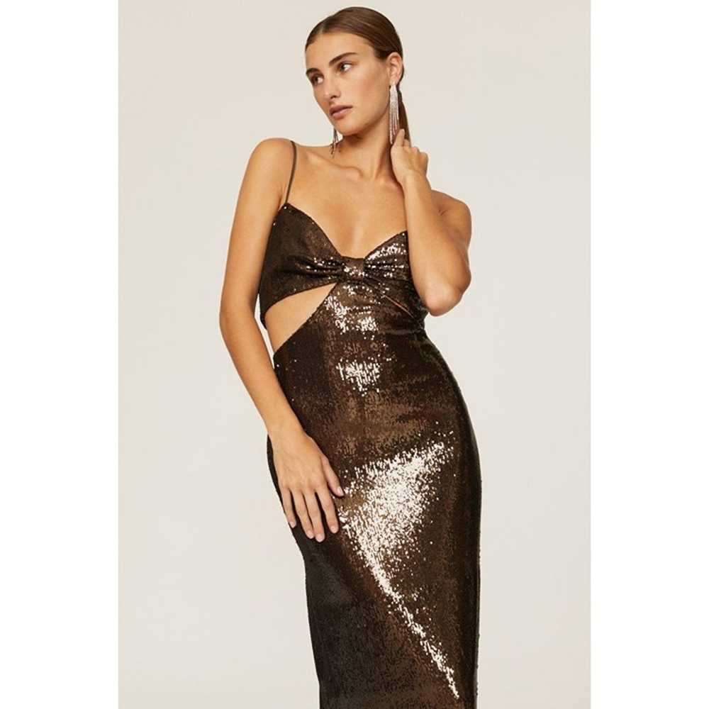 Halston Chloe Sequin Cut Out Evening Gown Brown W… - image 4