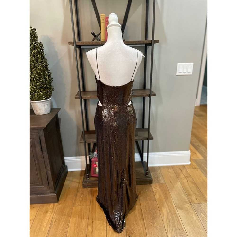 Halston Chloe Sequin Cut Out Evening Gown Brown W… - image 9