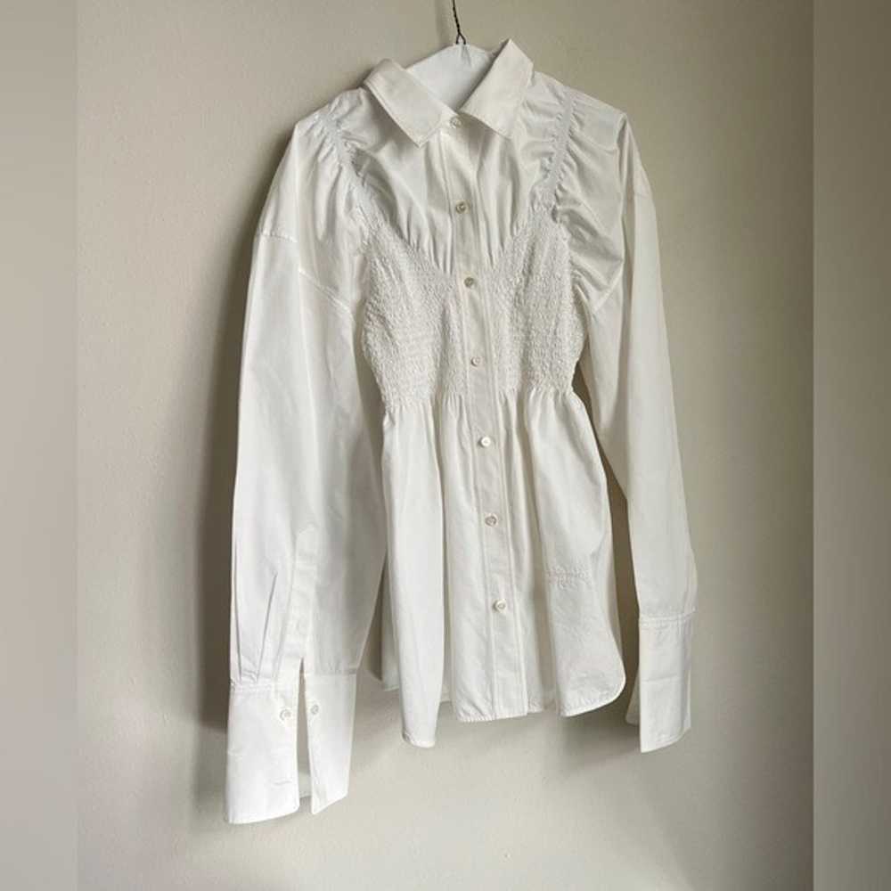 EUC Alexander Wang White Smocked Cotton Mini Shir… - image 3
