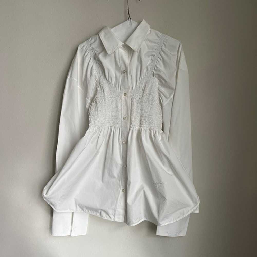 EUC Alexander Wang White Smocked Cotton Mini Shir… - image 5