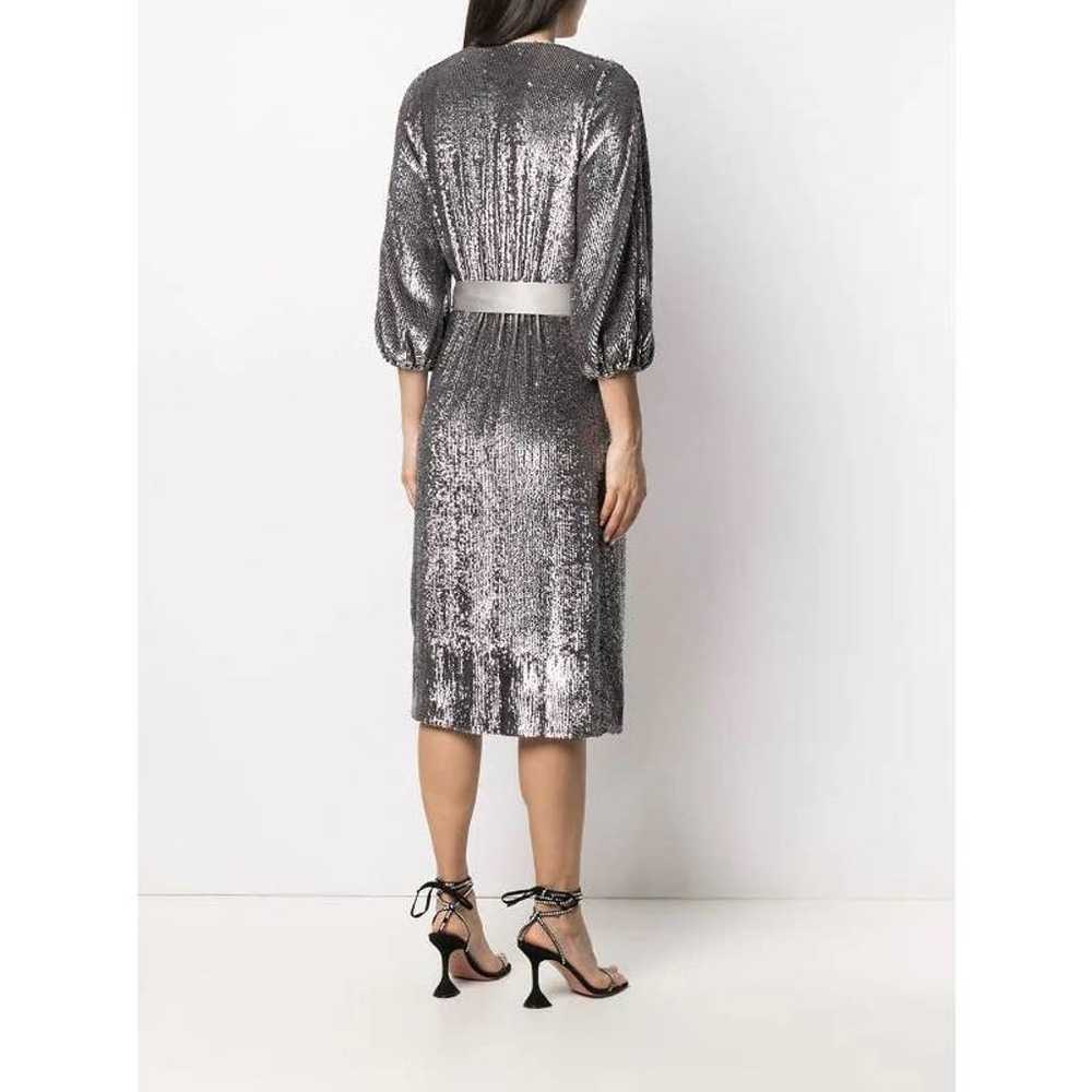 Alice + Olivia Anne Silver Gray Sequined Crepe De… - image 2