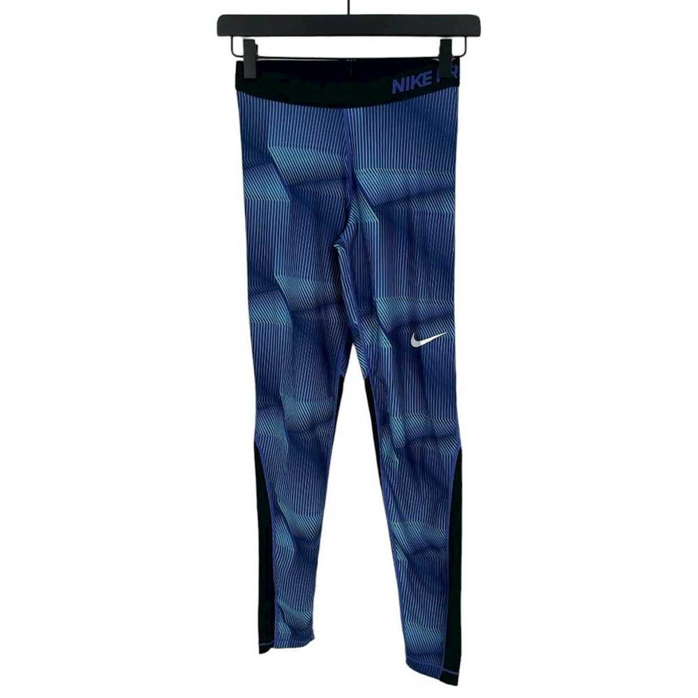 Nike Nike Pro Dri-Fit Blue Geometric Stripe Print… - image 3