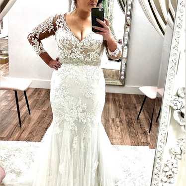 lace wedding dress fit and flare - image 1