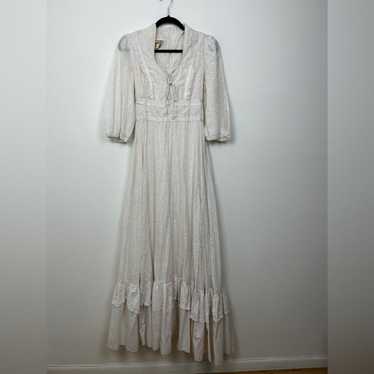 Gunne Sax Eyelet 1970s White Maxi Dress - image 1