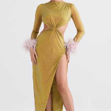 HOUSE OF CB 'Gina' Chartreuse Crystallised Maxi D… - image 1