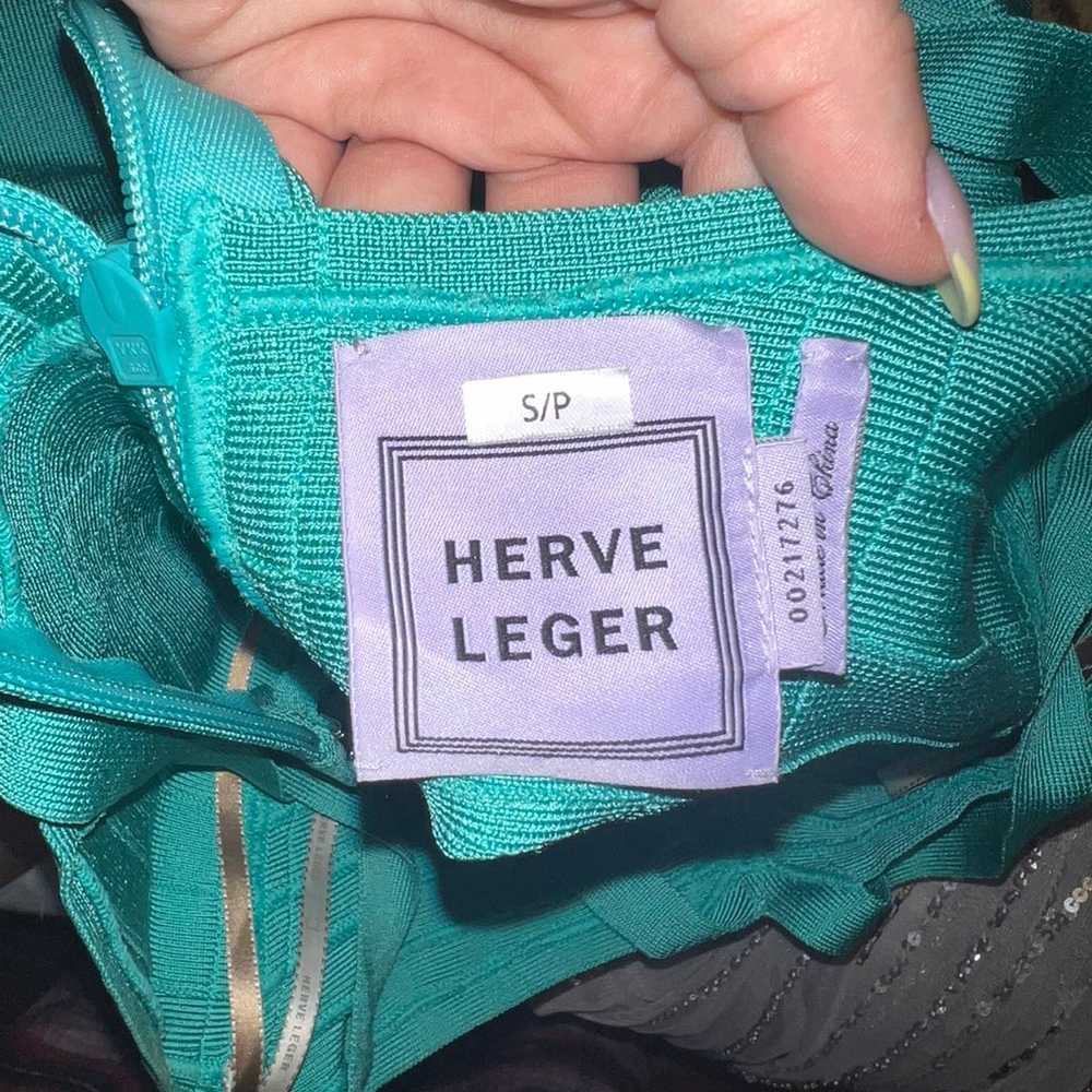 Herve Leger strappy top, teal mini bandage dress,… - image 3