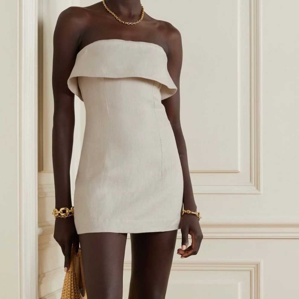 Bondi Born Elba strapless beige linen mini dress … - image 2