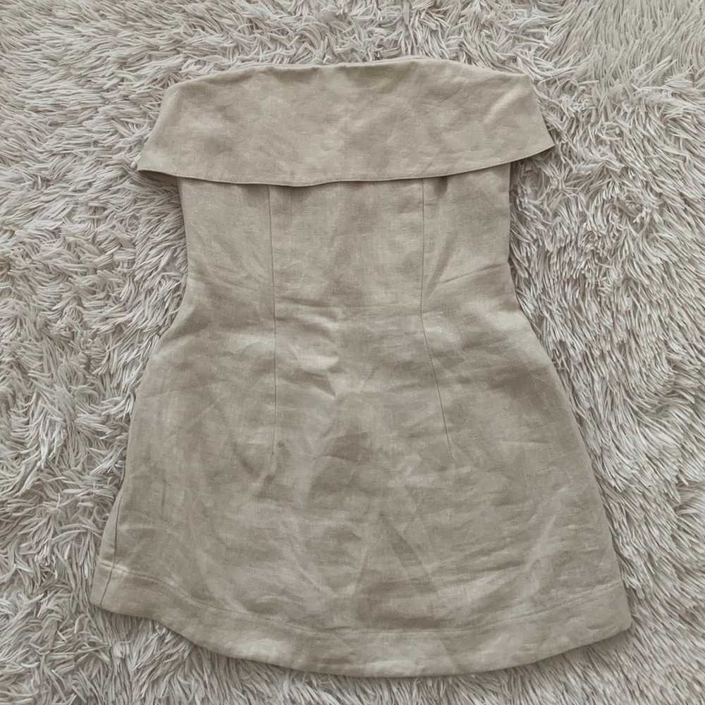 Bondi Born Elba strapless beige linen mini dress … - image 3