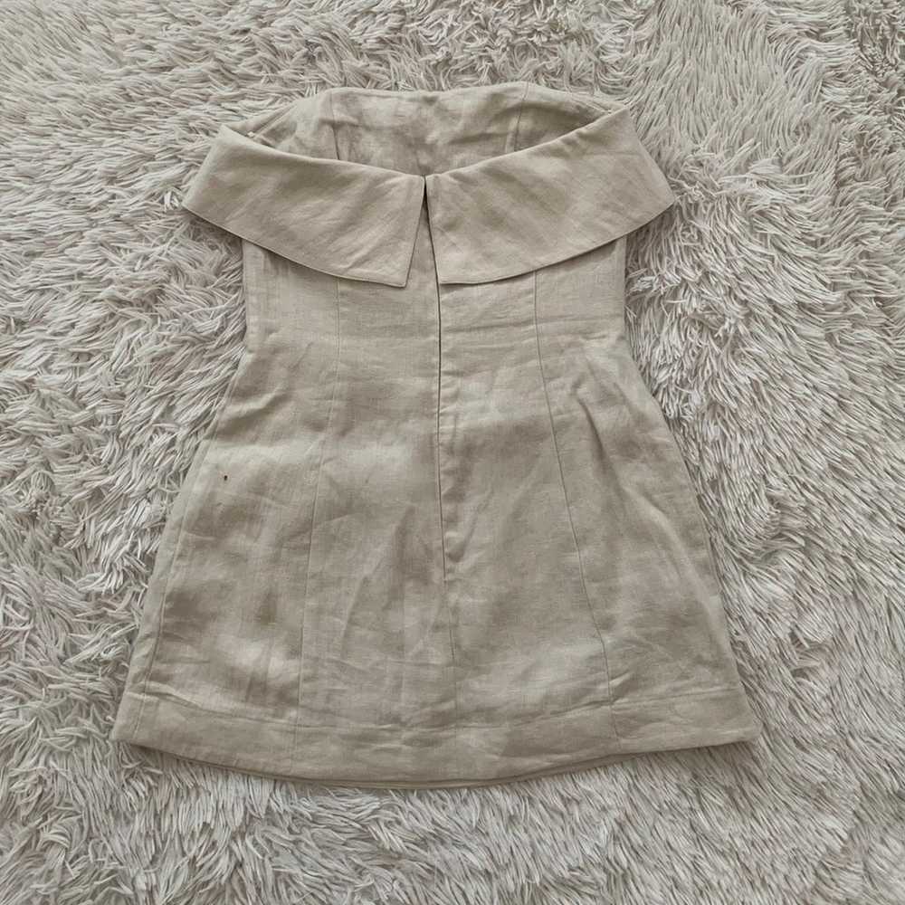 Bondi Born Elba strapless beige linen mini dress … - image 5