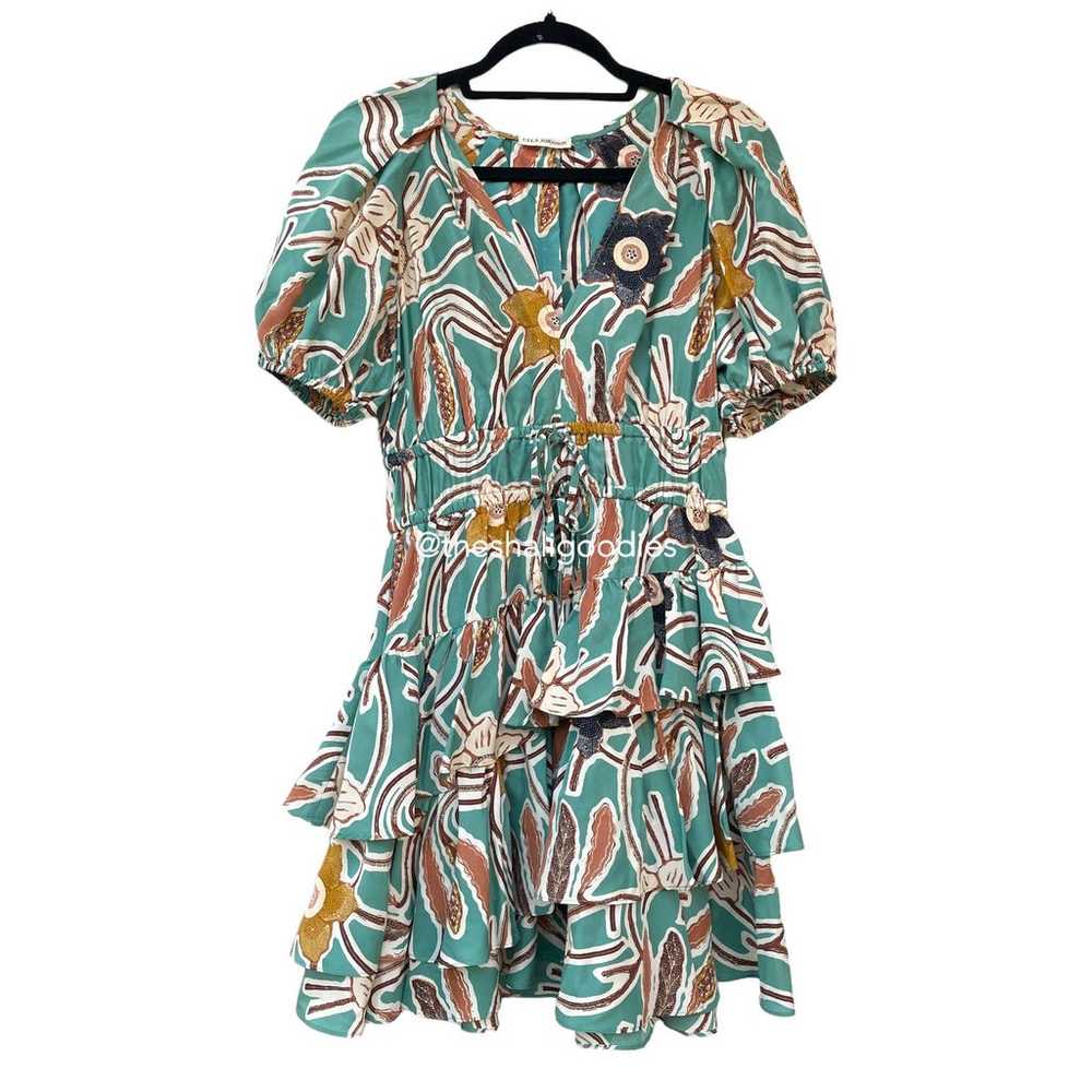 NEW ULLA JOHNSON Farah Dress Green Floral Silk Ru… - image 6