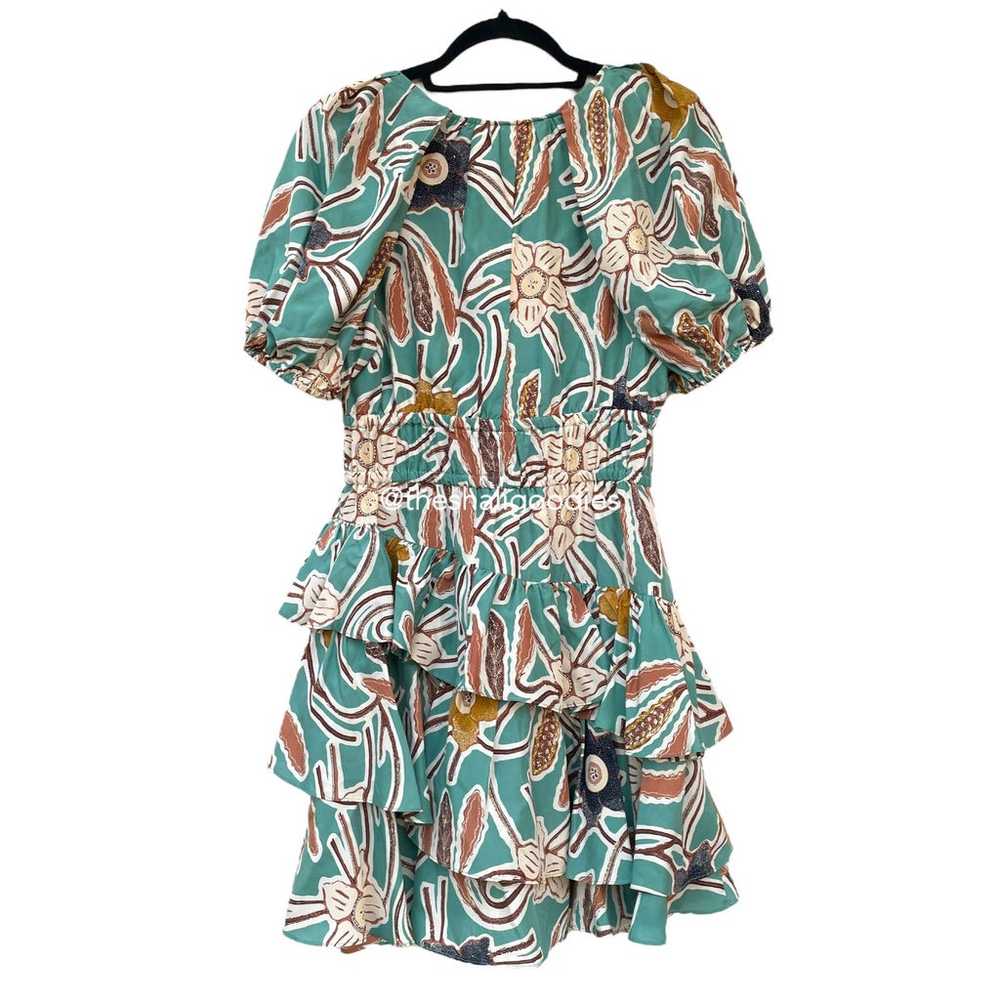 NEW ULLA JOHNSON Farah Dress Green Floral Silk Ru… - image 7