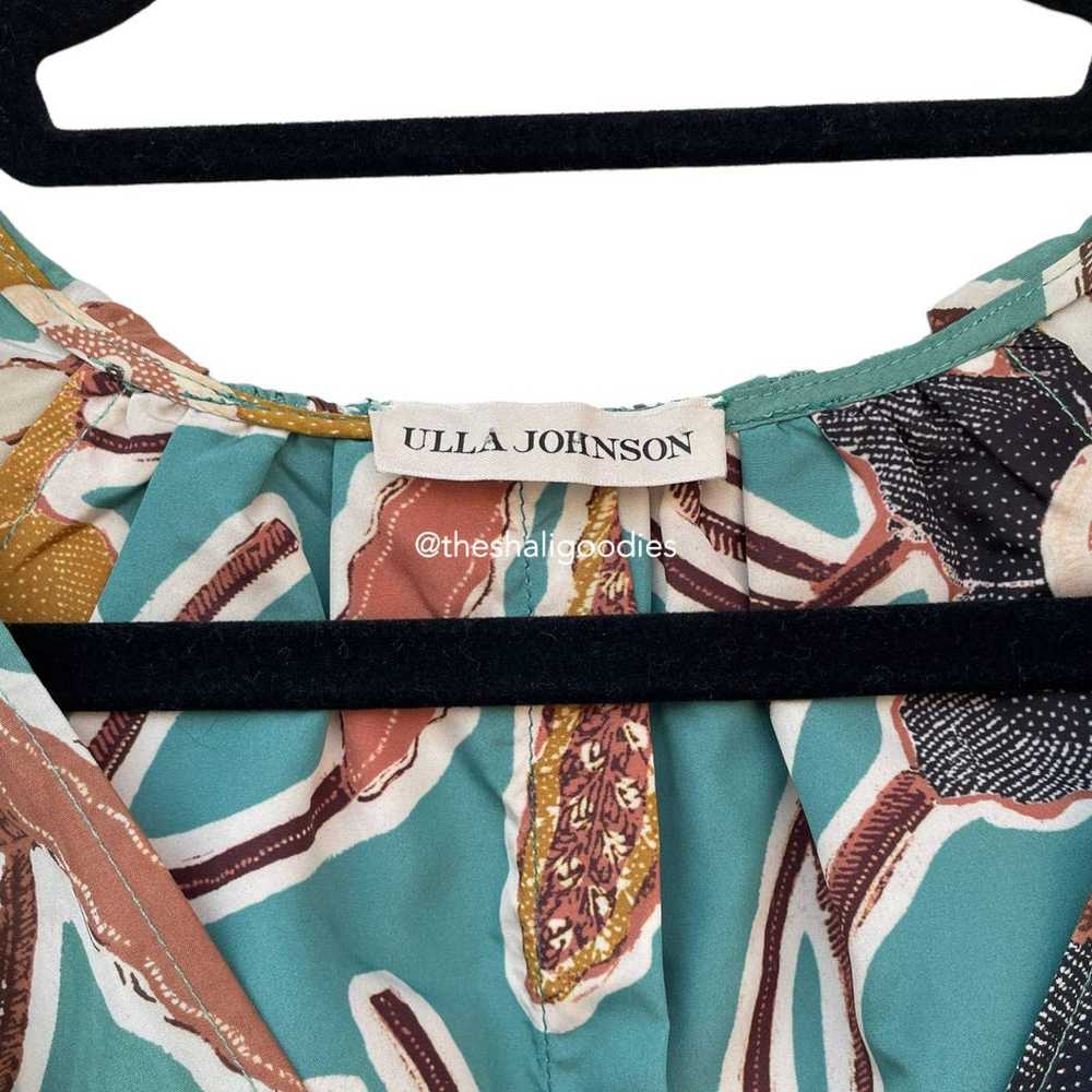 NEW ULLA JOHNSON Farah Dress Green Floral Silk Ru… - image 9