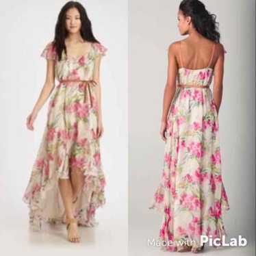 Pink floral maxi dress gown long summer - image 1