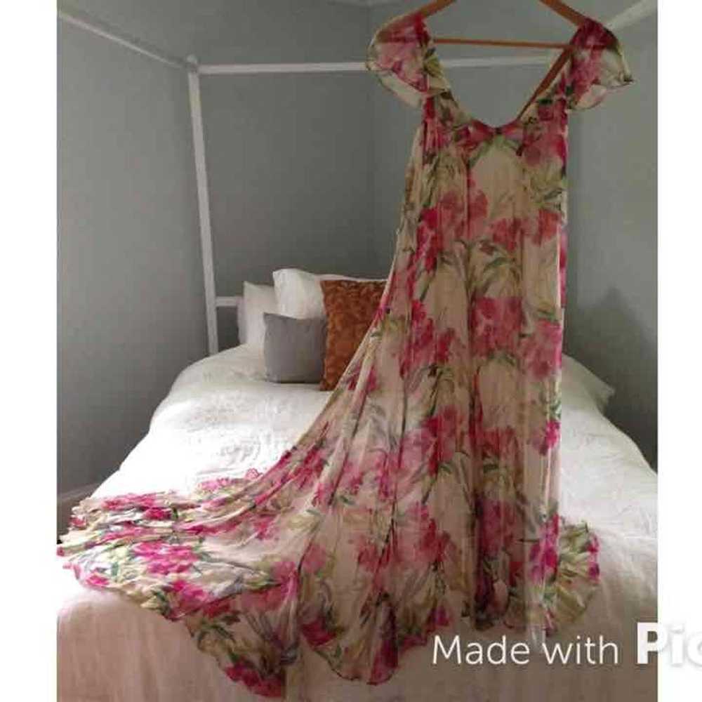 Pink floral maxi dress gown long summer - image 2