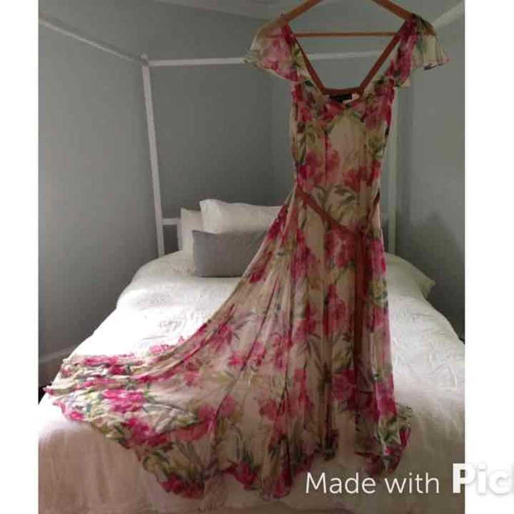 Pink floral maxi dress gown long summer - image 3