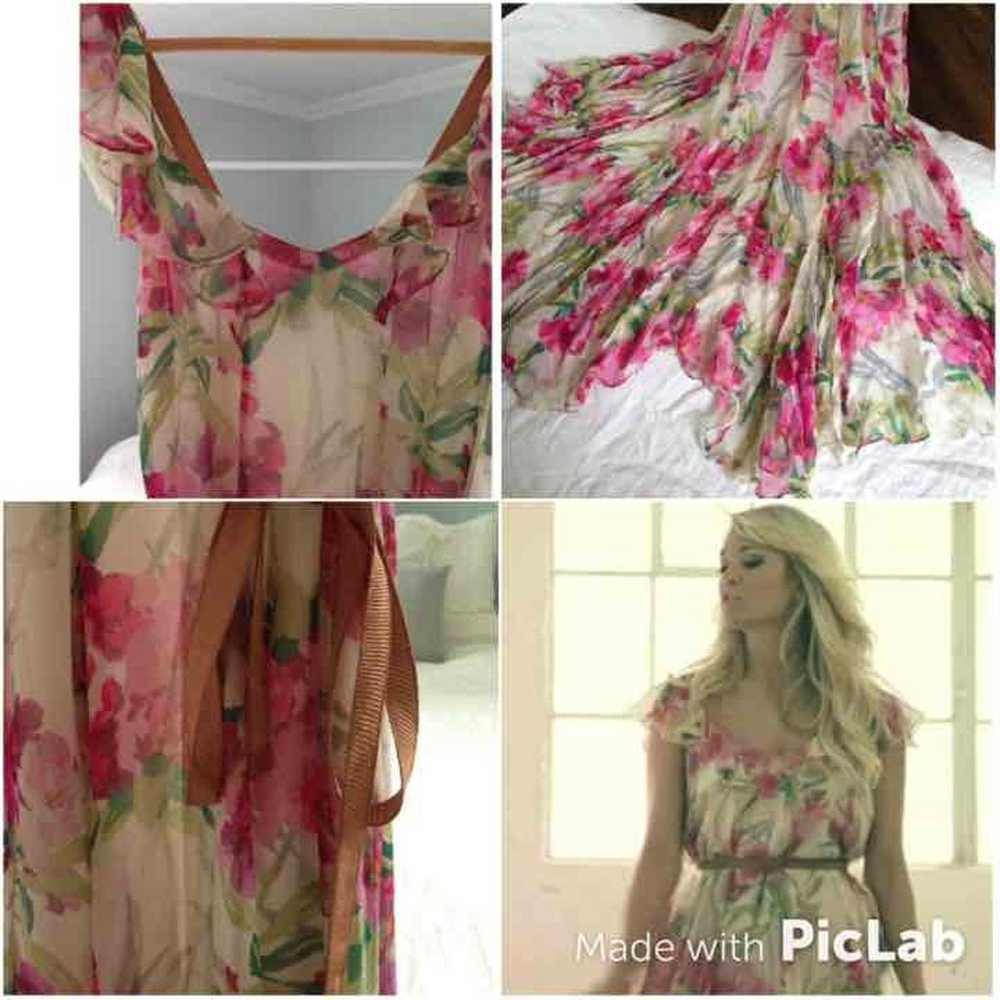 Pink floral maxi dress gown long summer - image 4
