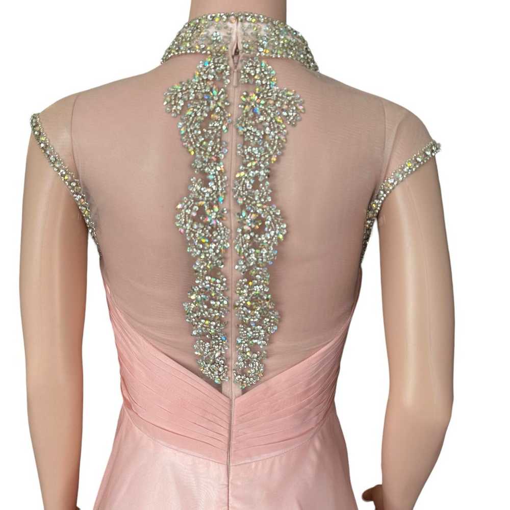 Jovani Pink Cap Sleeve Chiffon Crystal Embellishe… - image 11