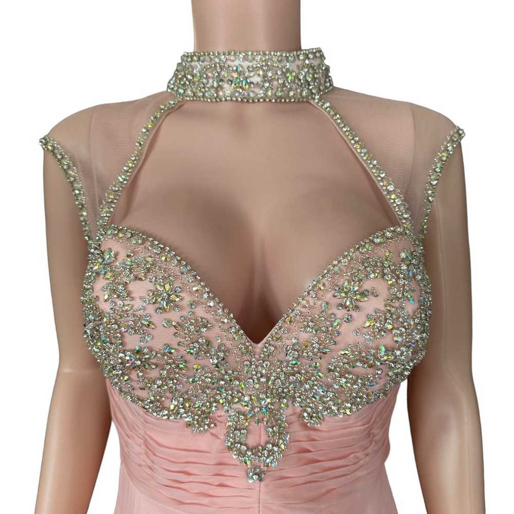 Jovani Pink Cap Sleeve Chiffon Crystal Embellishe… - image 8