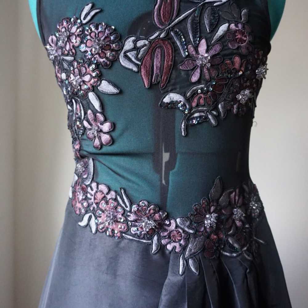 See-through corset black beaded dress - image 3