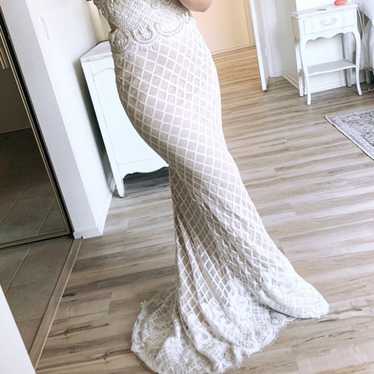 Lace Hand beaded mermaid wedding dress b