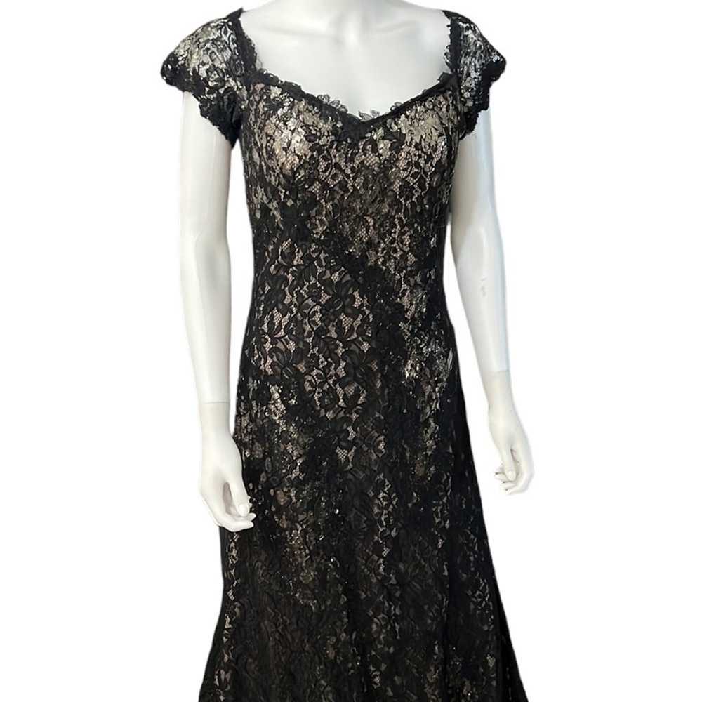 RENE RUIZ Gold & Black Lace Off Shoulder Gown - image 2