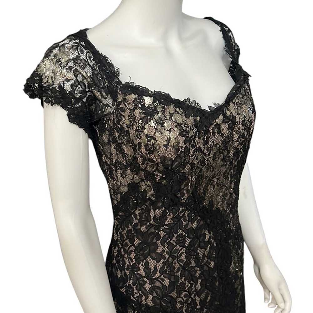 RENE RUIZ Gold & Black Lace Off Shoulder Gown - image 4