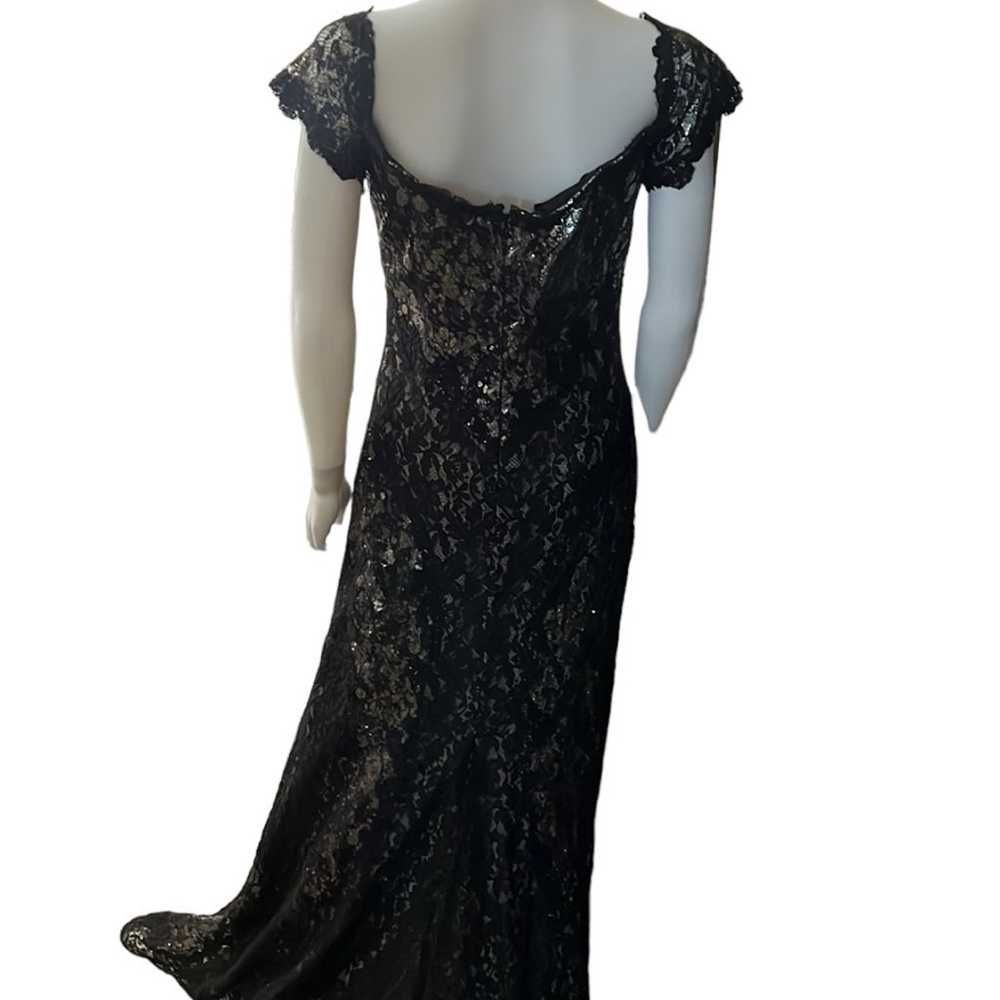 RENE RUIZ Gold & Black Lace Off Shoulder Gown - image 6