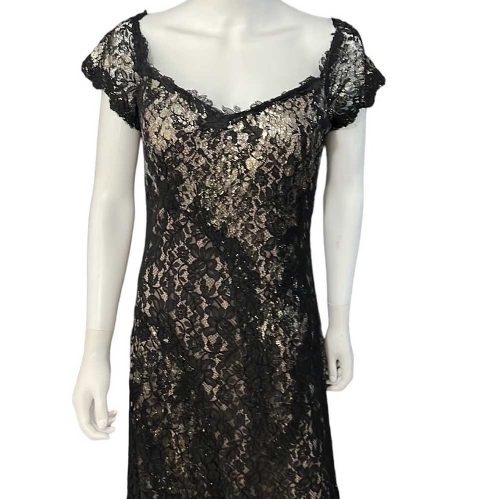 RENE RUIZ Gold & Black Lace Off Shoulder Gown - image 7