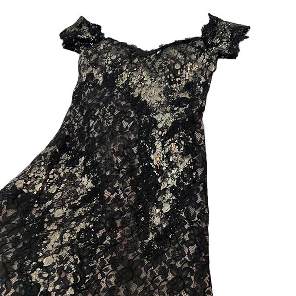 RENE RUIZ Gold & Black Lace Off Shoulder Gown - image 8